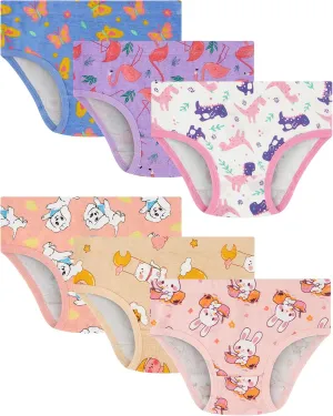 100% Cotton Girls Underwear Tagless Comfort Toddler Panties (6-Pack)