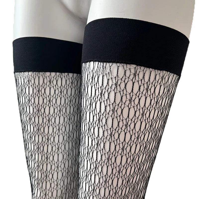 Baci Lingerie Patterned Fishnet Thigh High Stockings