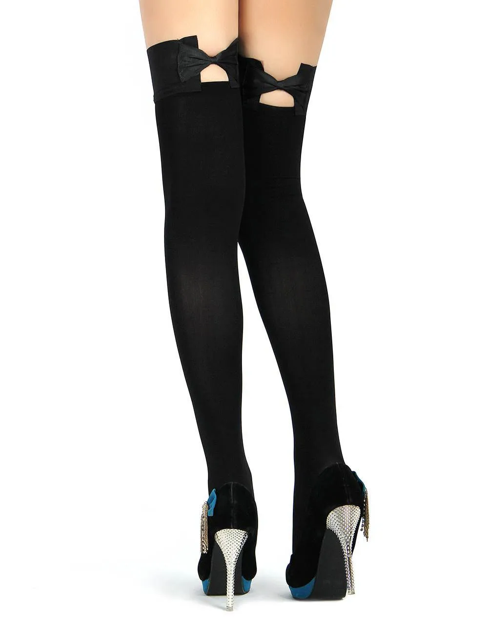 Black Bow Stockings - One Size Fits Most