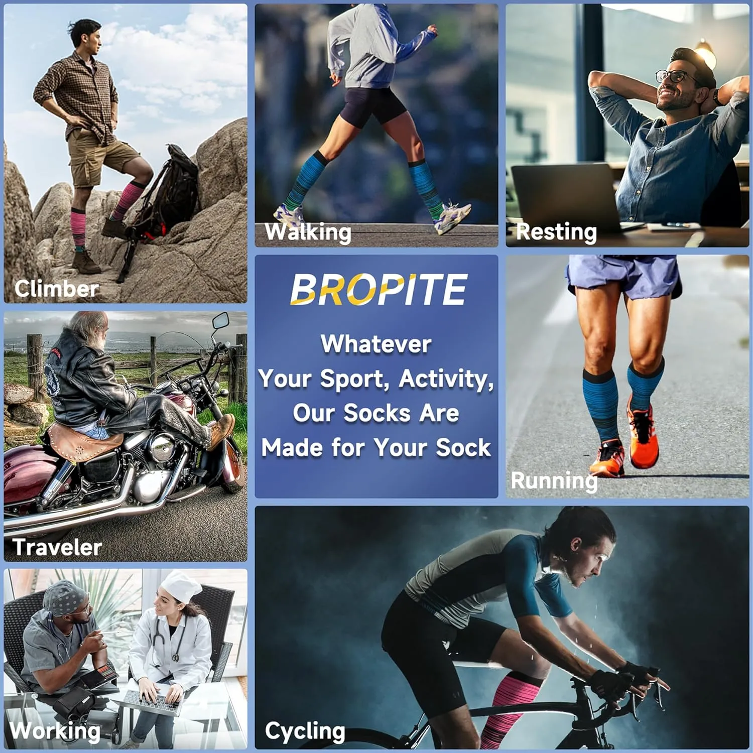 bropite Toeless Compression Socks for Women&Men-2 Pairs Open Toe Compression stocking Support 15-20mmhg Knee High Circulation