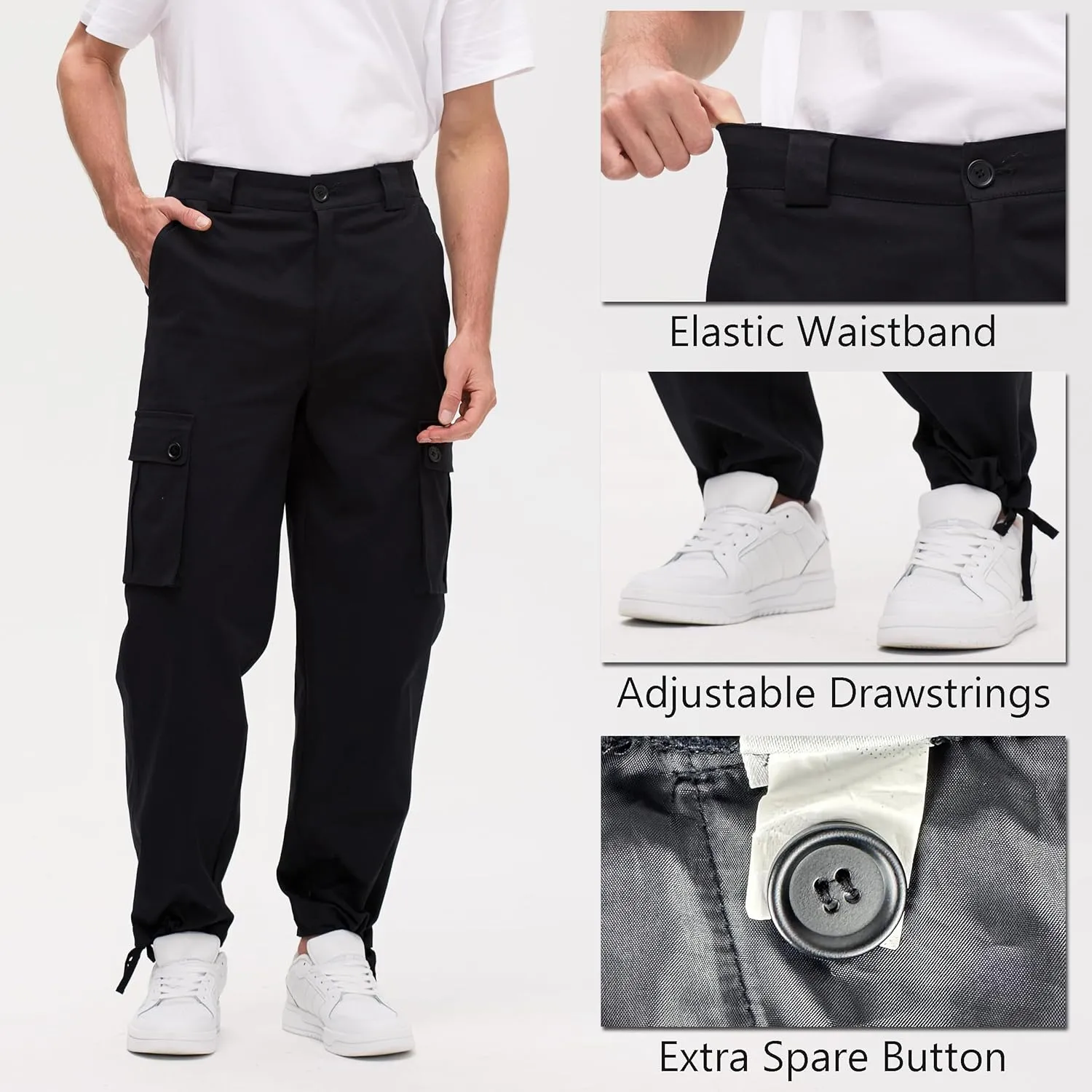 Cargo Pants for Men Baggy and Relaxed Fit Men's Casual Pants with 6 Pockets