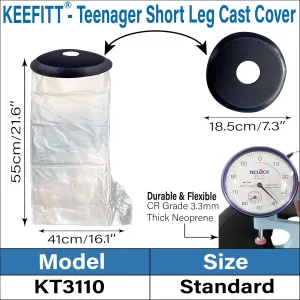 Cast Shower Cover Leg for Teenager, KT3110 Waterproof Leg Cast Protector for Shower, Lower Leg Cast Shower Boot Cover, Watertight Foot Shower Cover for Broken Leg, Foot and Ankle Brace, Toe Surgery