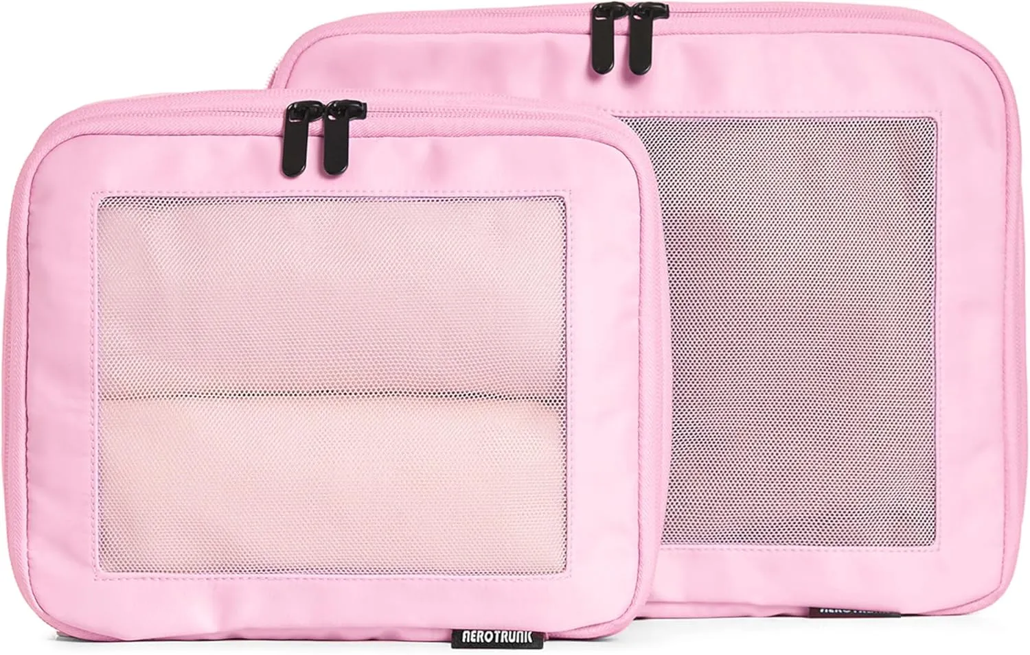 Compression Packing Cubes for Travel - Luggage Organizer Bags - Double Zipper Packing Cubes for Suitcases (2-Pack, Pink)