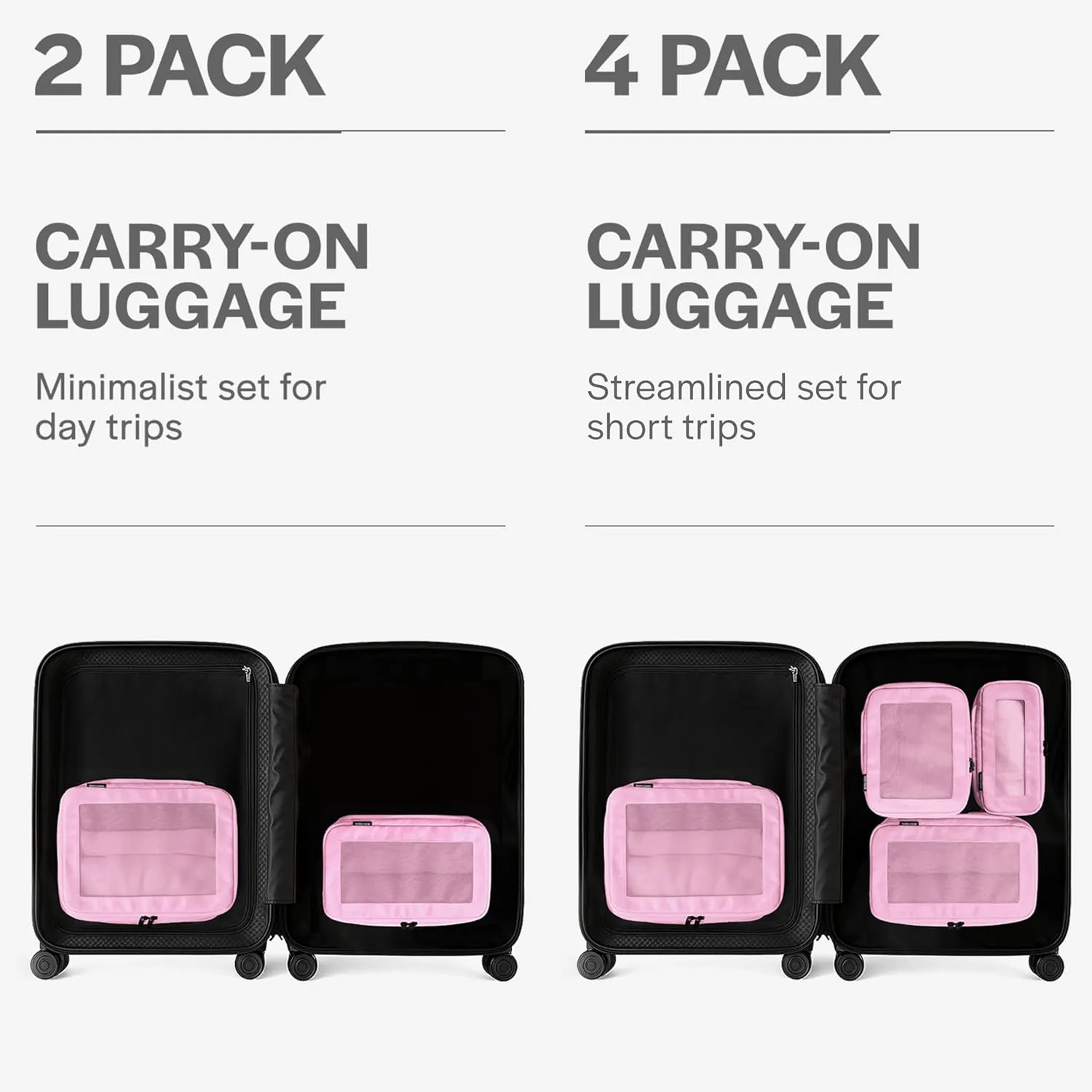 Compression Packing Cubes for Travel - Luggage Organizer Bags - Double Zipper Packing Cubes for Suitcases (2-Pack, Pink)