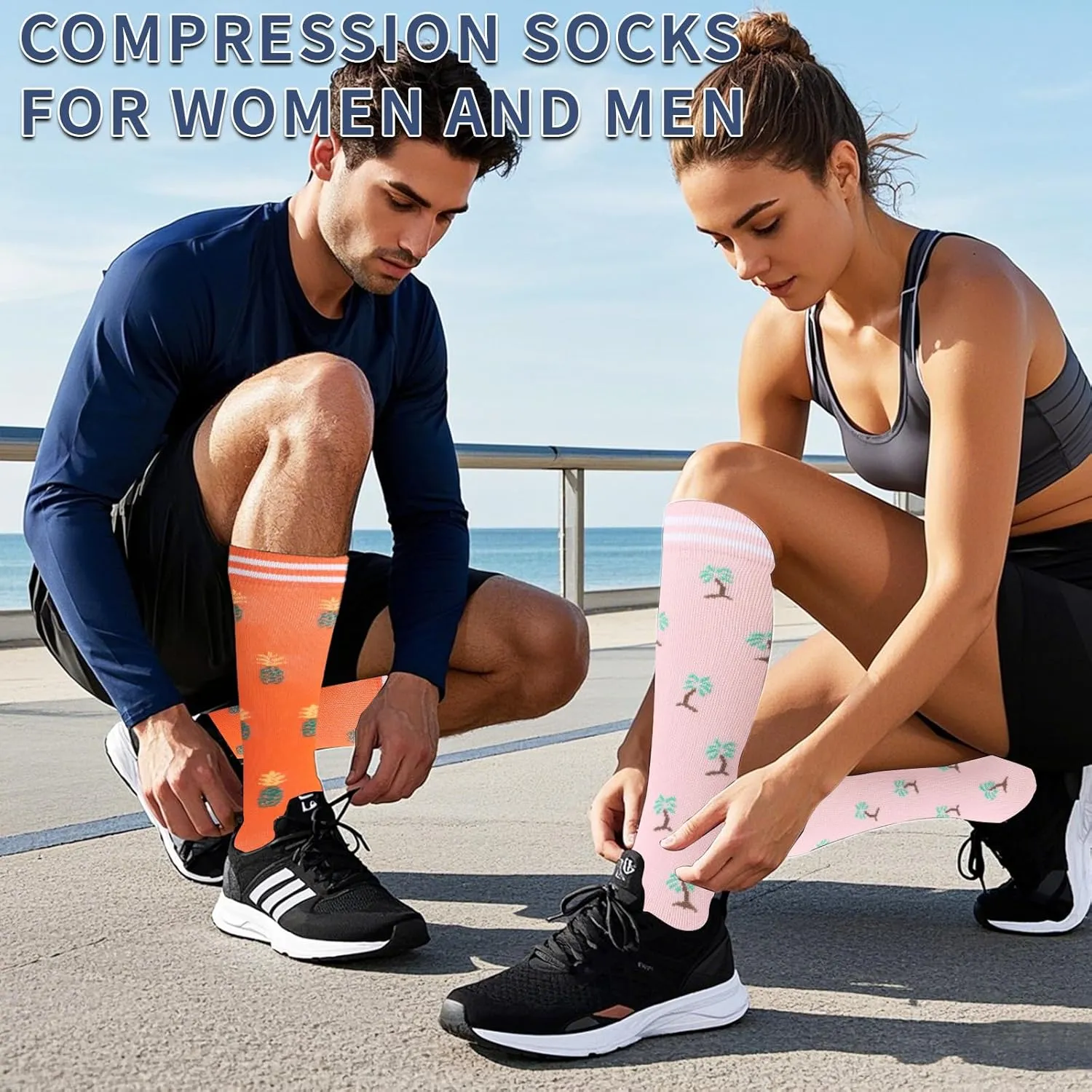 Compression Socks for Men and Women 5-14 inches of mercury, best for sports, nurses, travel and pregnant women