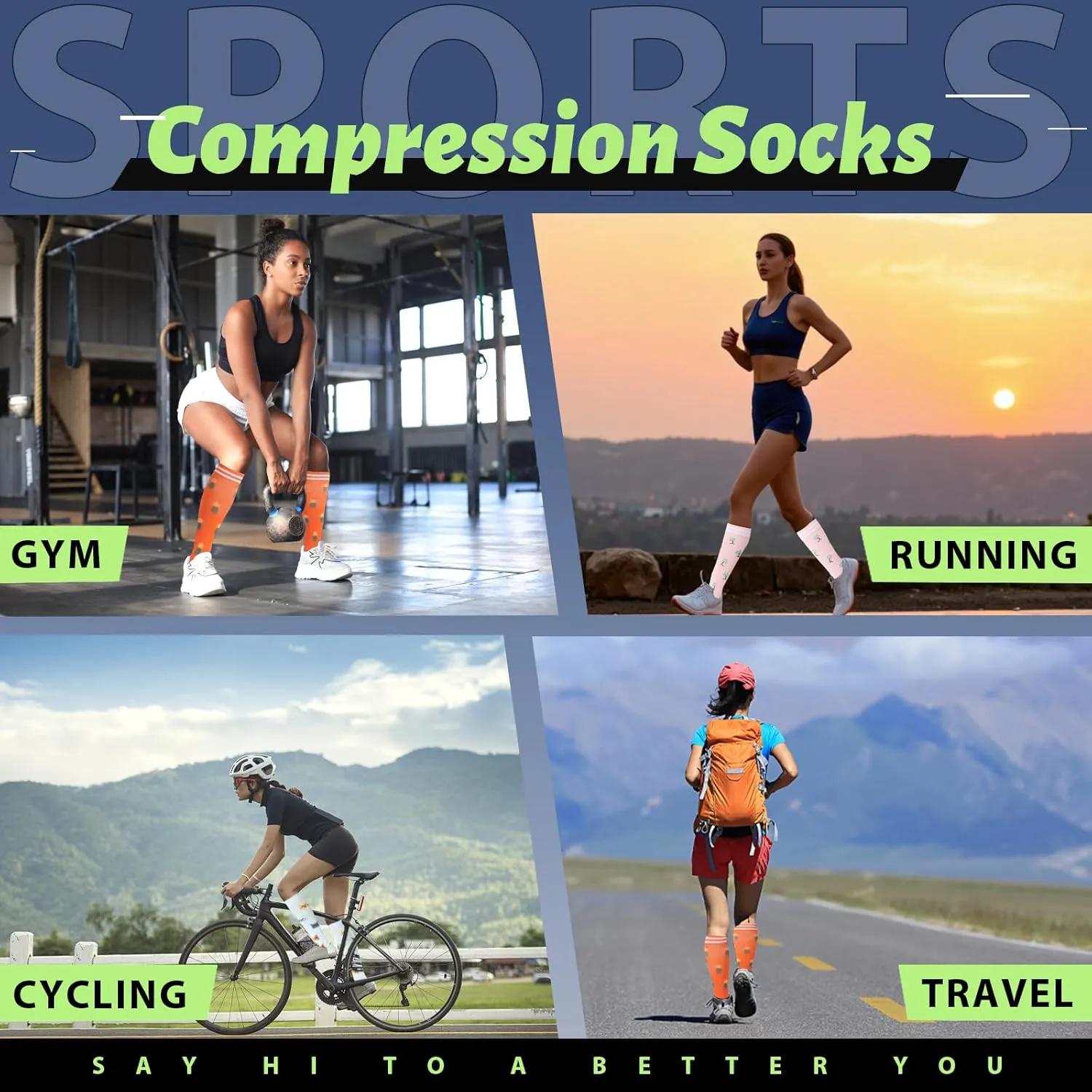 Compression Socks for Men and Women 5-14 inches of mercury, best for sports, nurses, travel and pregnant women
