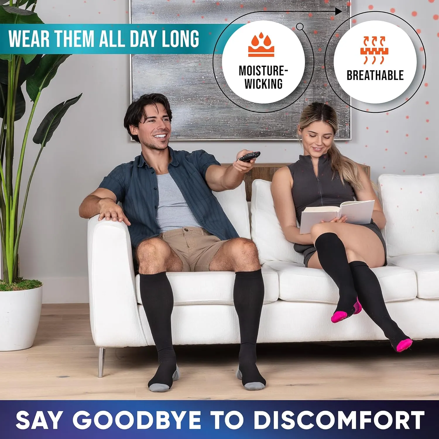 Compression Socks for Women and Men - Best Support for Running, Flying, Pregnancy - Knee High Graduated Compression Stockings
