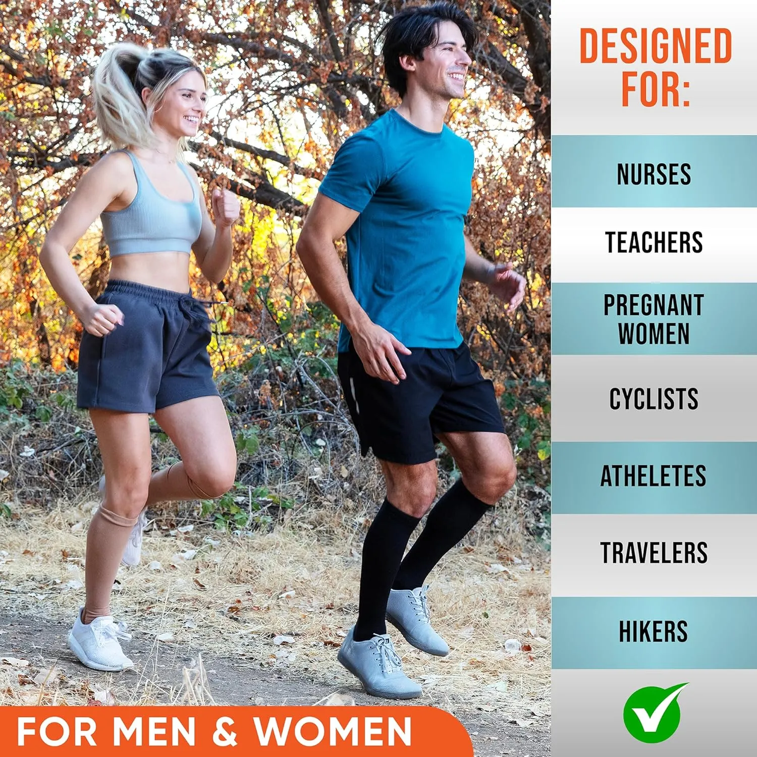 Compression Socks for Women and Men - Best Support for Running, Flying, Pregnancy - Knee High Graduated Compression Stockings