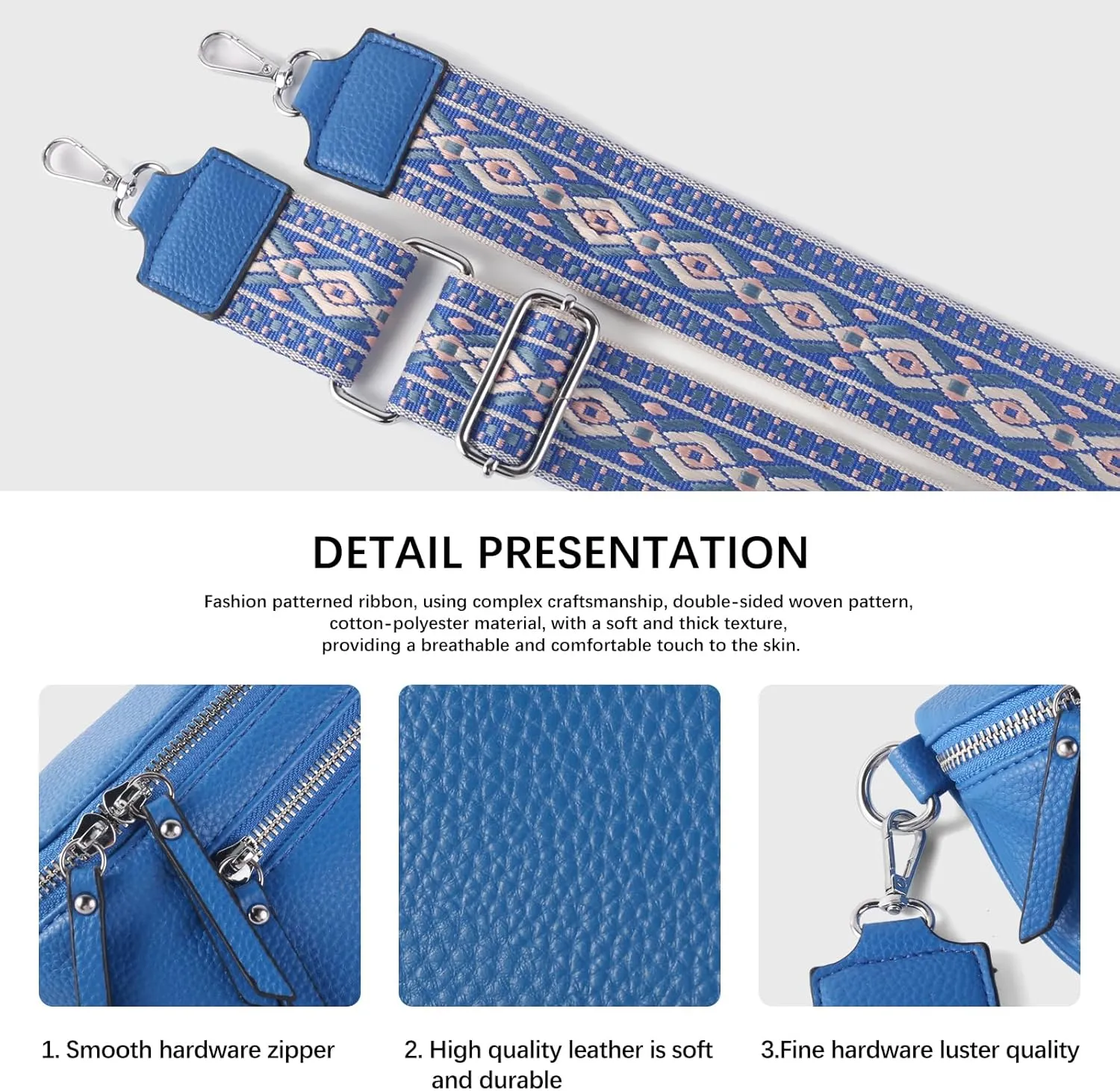 Crossbody Fanny Packs for Women Sling Bags with Coin Purse Bumbag Vegan Leather Belt Bag Chest Purse for Travel (Blue)