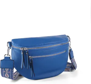 Crossbody Fanny Packs for Women Sling Bags with Coin Purse Bumbag Vegan Leather Belt Bag Chest Purse for Travel (Blue)