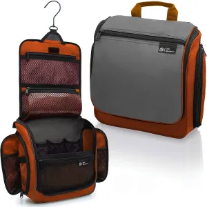 D&D Hanging Travel Toiletry Bag for Men and Women  Large Cosmetics, Makeup and Toiletries Organizer Kit with 10 Compartments, YKK Zippers, XXL Metal Swivel Hook, Water-Resistant Nylon