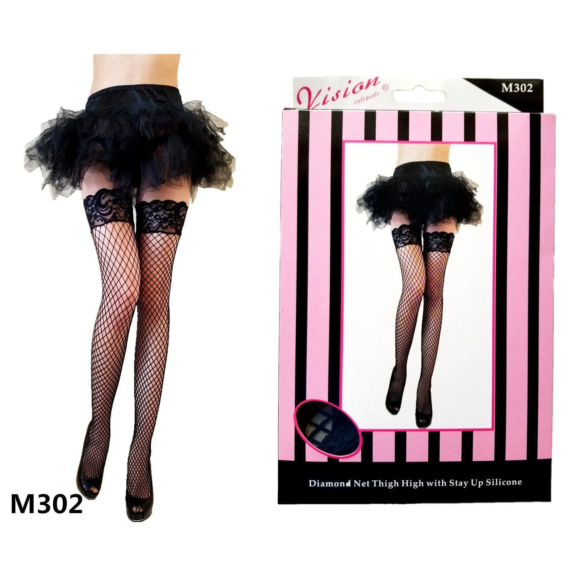 Diamond Net Fish-Net Stay Up Thi Hi Stockings