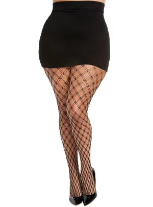 Double Fence Net Plus Size Full Length Pantyhose