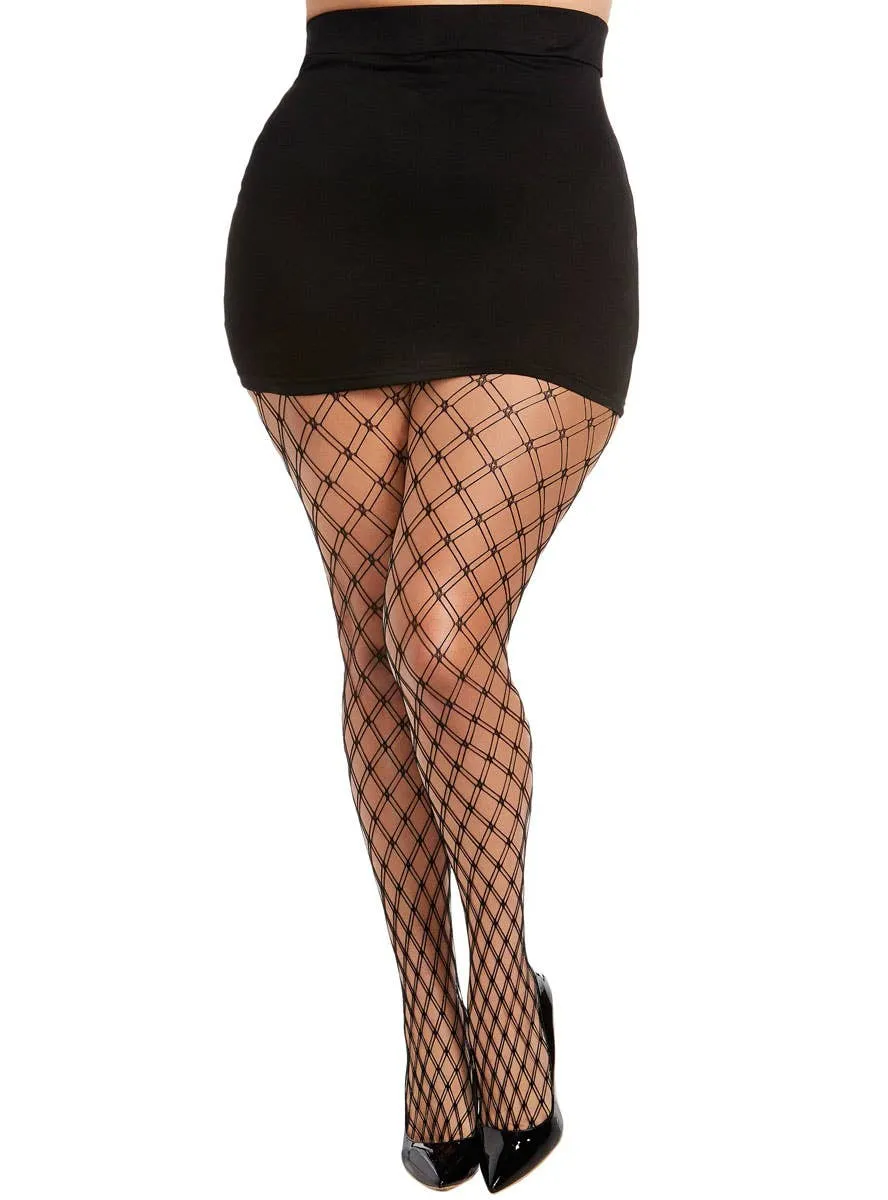 Double Fence Net Plus Size Full Length Pantyhose