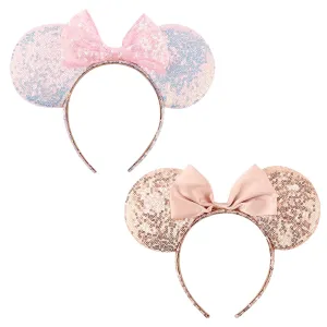 DRESHOW Mouse Ears Bow Headbands Glitter Party Decoration Cosplay Costume for Girls & Women