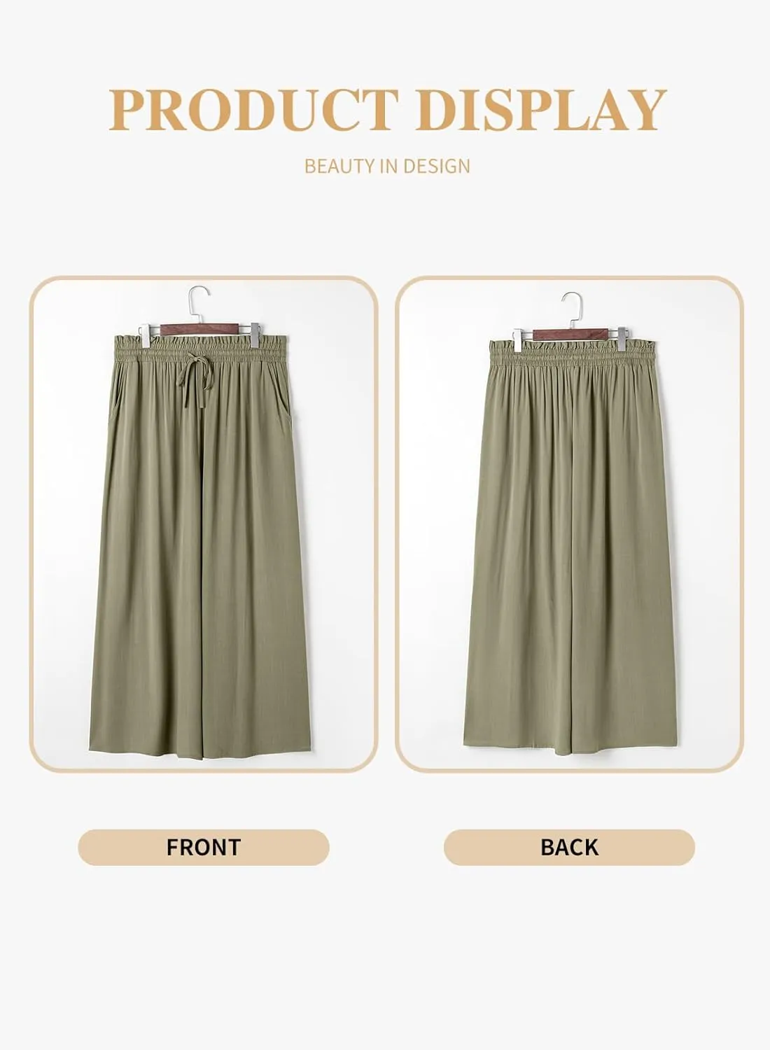 Eytino Womens Plus Size Wide Leg Pants Casual Elastic High Waist Flowy Pants Drawstring Palazzo Pants with Pockets(1X-5X)