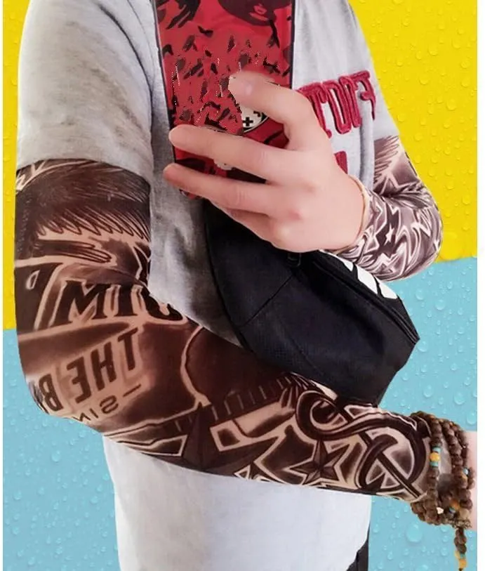 Fake Temporary Tattoo Sleeves Slip on Arm Sunscreen Body Art Arm Stockings
