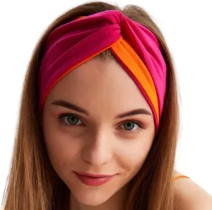 Headbands for Women Twist Knotted Women Head Bands Stretchy Sport Hair Bands Non Slip for Girls Criss Cross Turban Plain Headwrap Yoga Workout Running Hair Accessories (1,Orange&Fuschia Pink)