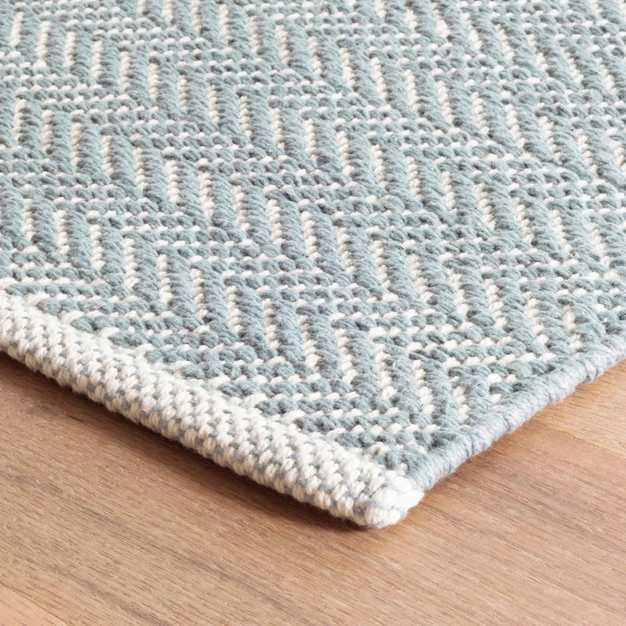 Herringbone Swedish Blue Handwoven Cotton Rug Swatch