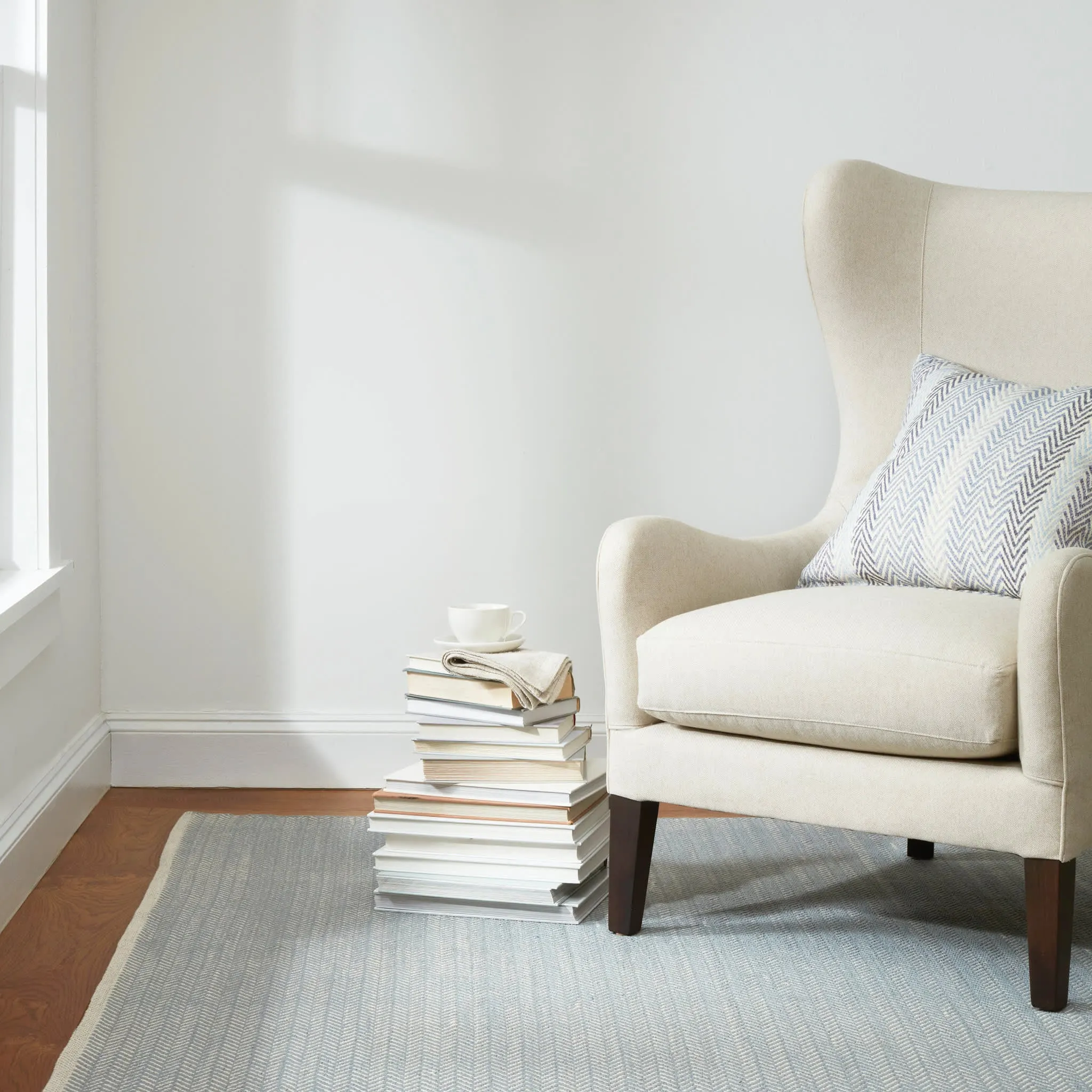 Herringbone Swedish Blue Handwoven Cotton Rug Swatch