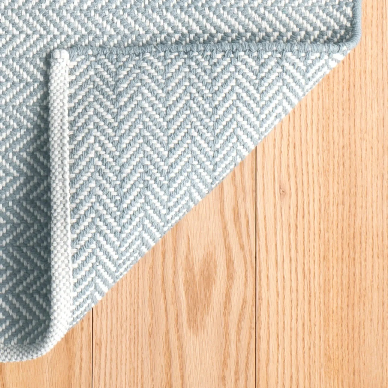 Herringbone Swedish Blue Handwoven Cotton Rug Swatch