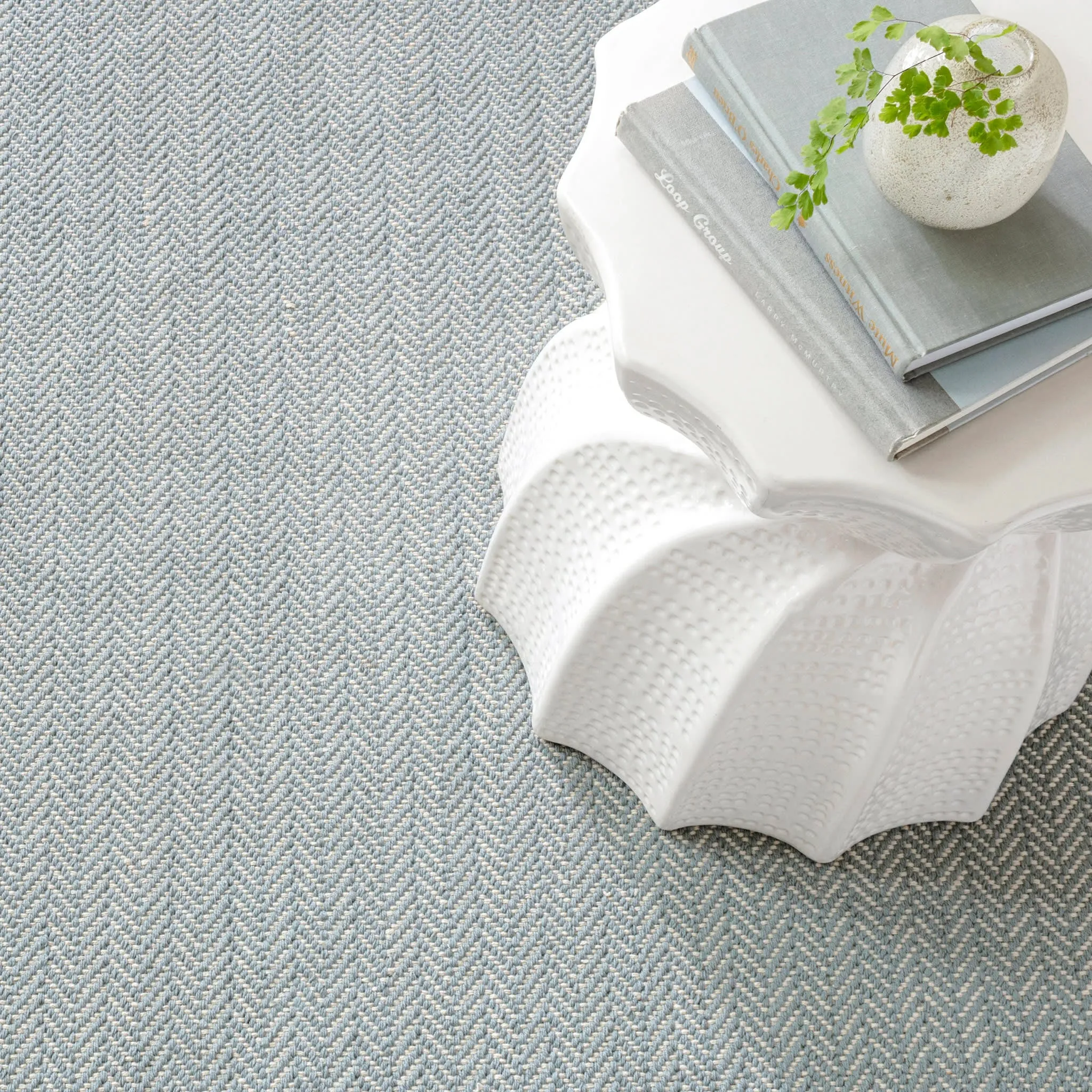 Herringbone Swedish Blue Handwoven Cotton Rug Swatch