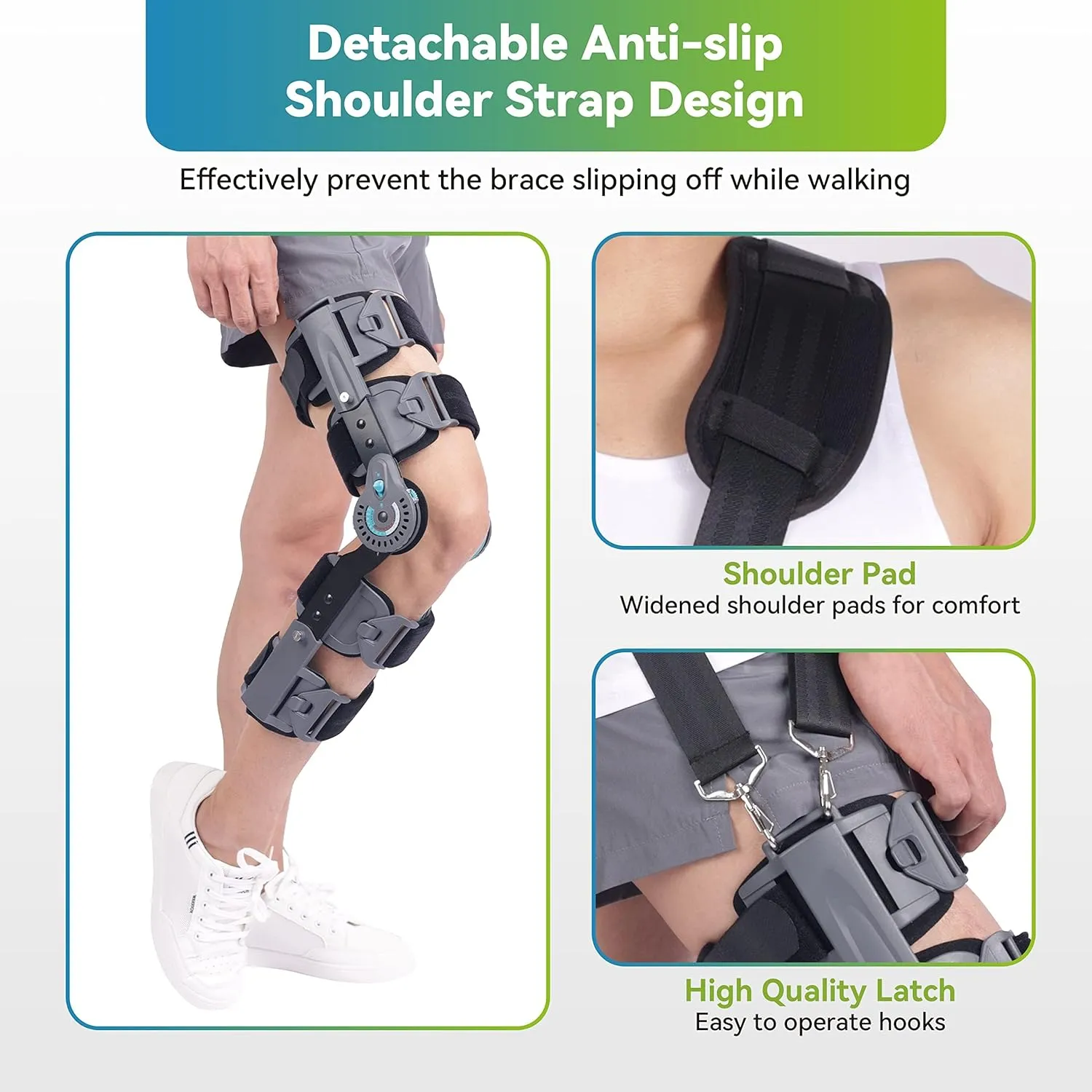 Hinged Post OP Knee Brace, ROM Knee Immobilizer Leg Braces Orthopedic Patella Knee Support Orthosis for ACL, PCL, MCL Injury, Meniscus Tear, Adjustable for Left Leg and Right Leg,One Size
