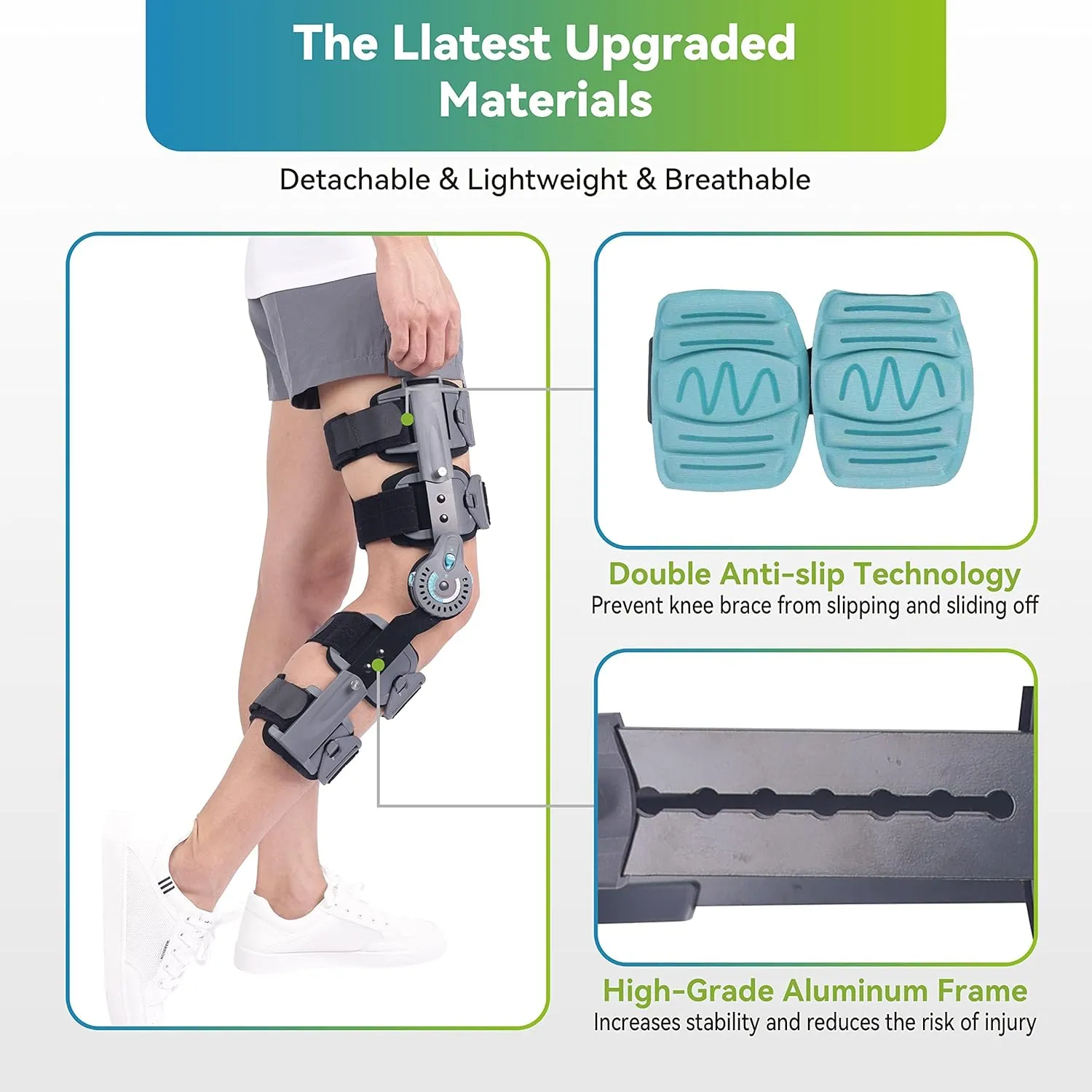 Hinged Post OP Knee Brace, ROM Knee Immobilizer Leg Braces Orthopedic Patella Knee Support Orthosis for ACL, PCL, MCL Injury, Meniscus Tear, Adjustable for Left Leg and Right Leg,One Size