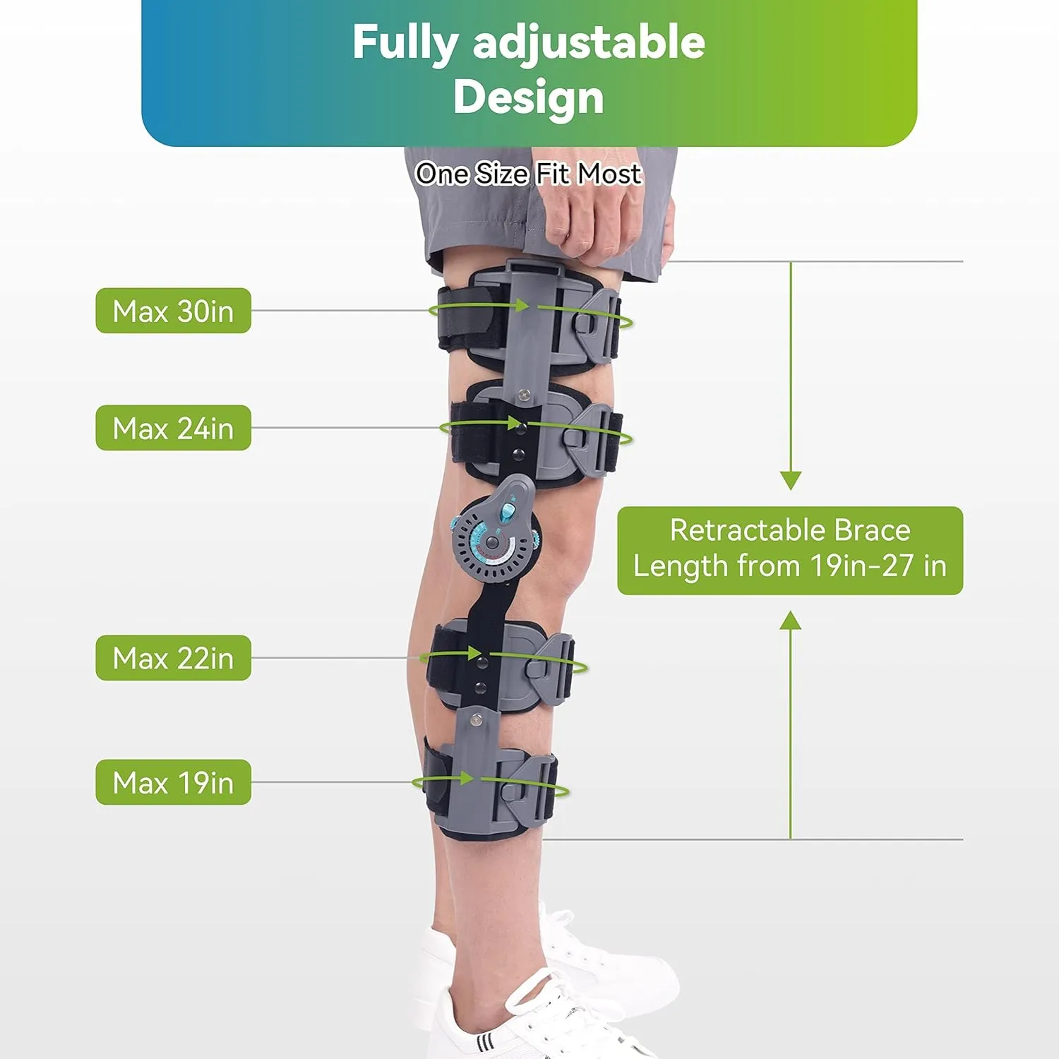 Hinged Post OP Knee Brace, ROM Knee Immobilizer Leg Braces Orthopedic Patella Knee Support Orthosis for ACL, PCL, MCL Injury, Meniscus Tear, Adjustable for Left Leg and Right Leg,One Size