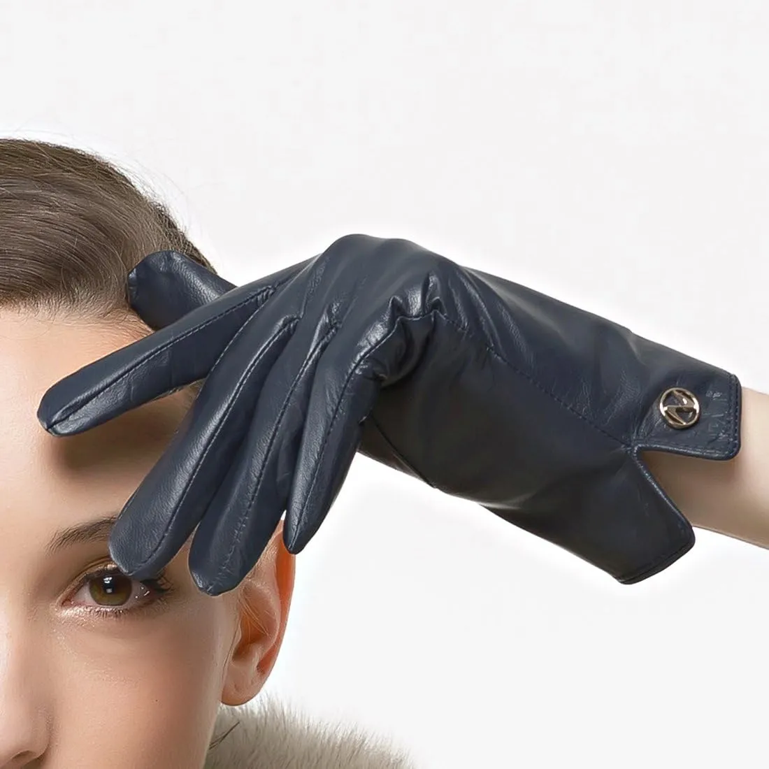 Nappaglo Women Italian Leather Gloves - Winter Driving Ladies Lambskin Warm Fleece Lining