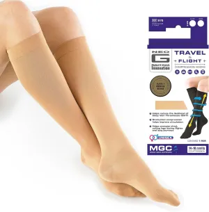 Neo-G Travel Compression Socks For Women - Energizing tired, aching legs. Perfect flight companion, great for long periods of inactivity - Graduated Compression Socks - Beige - S