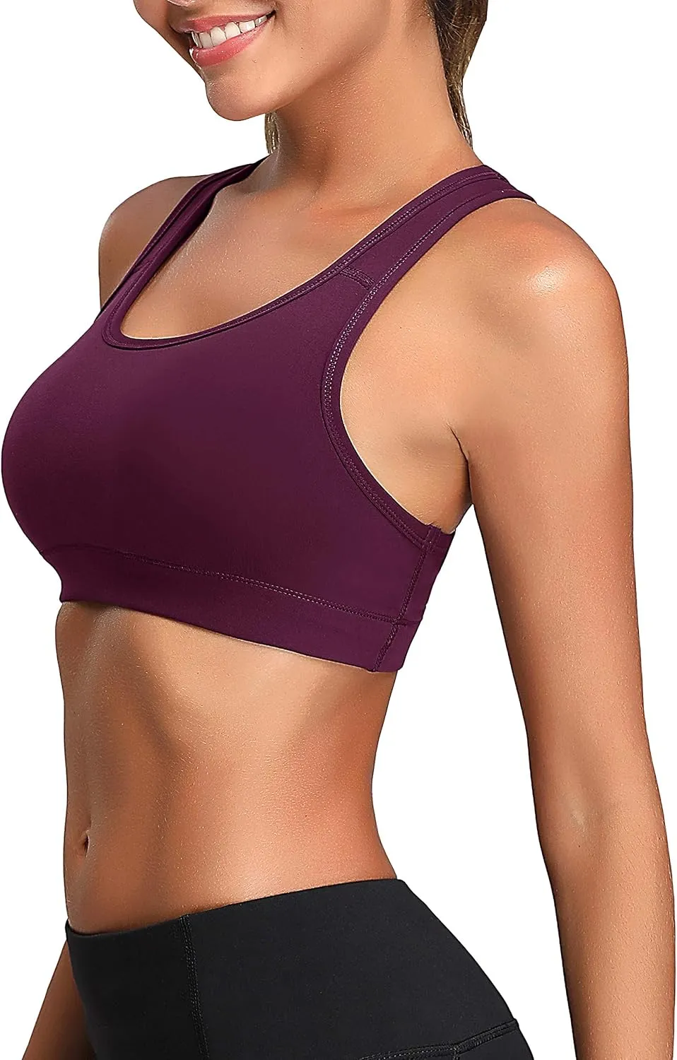 Oalka Women's Racerback Sports Fitness Support Workout Running Bras