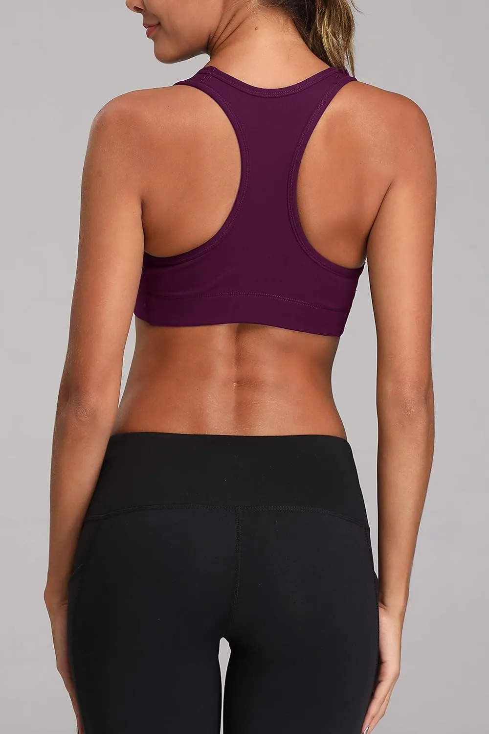Oalka Women's Racerback Sports Fitness Support Workout Running Bras