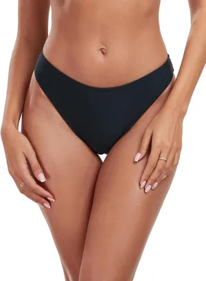 Ocean Blues Women's Cheeky High Leg Bikini Bottom Mid Rise Swim Bottom