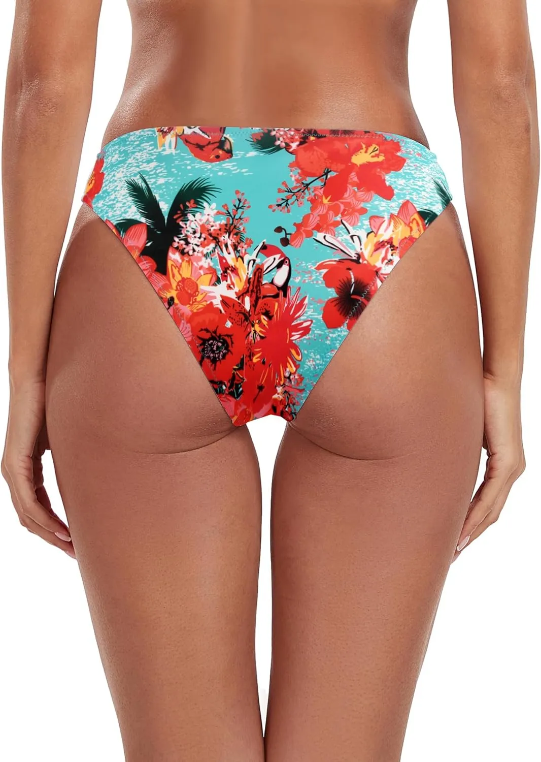 Ocean Blues Women's Cheeky High Leg Bikini Bottom Mid Rise Swim Bottom