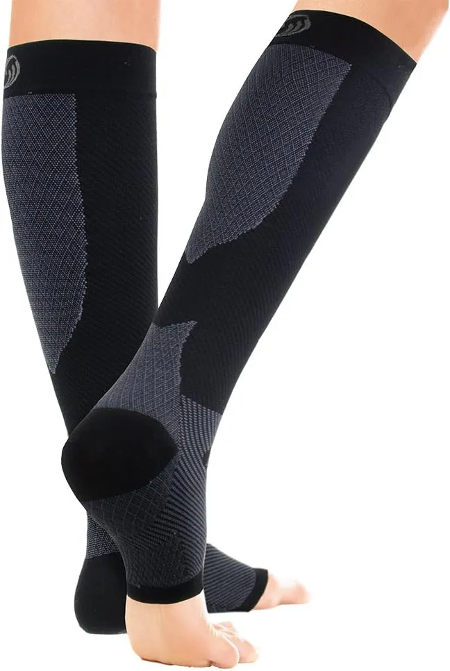OrthoSleeve FS6  Compression Foot & Leg Sleeve (1 Pair) for Plantar Fasciitis, Heel Pain, Achilles Tendonitis, Shin Splints, Venous Insufficiency and Leg Cramps