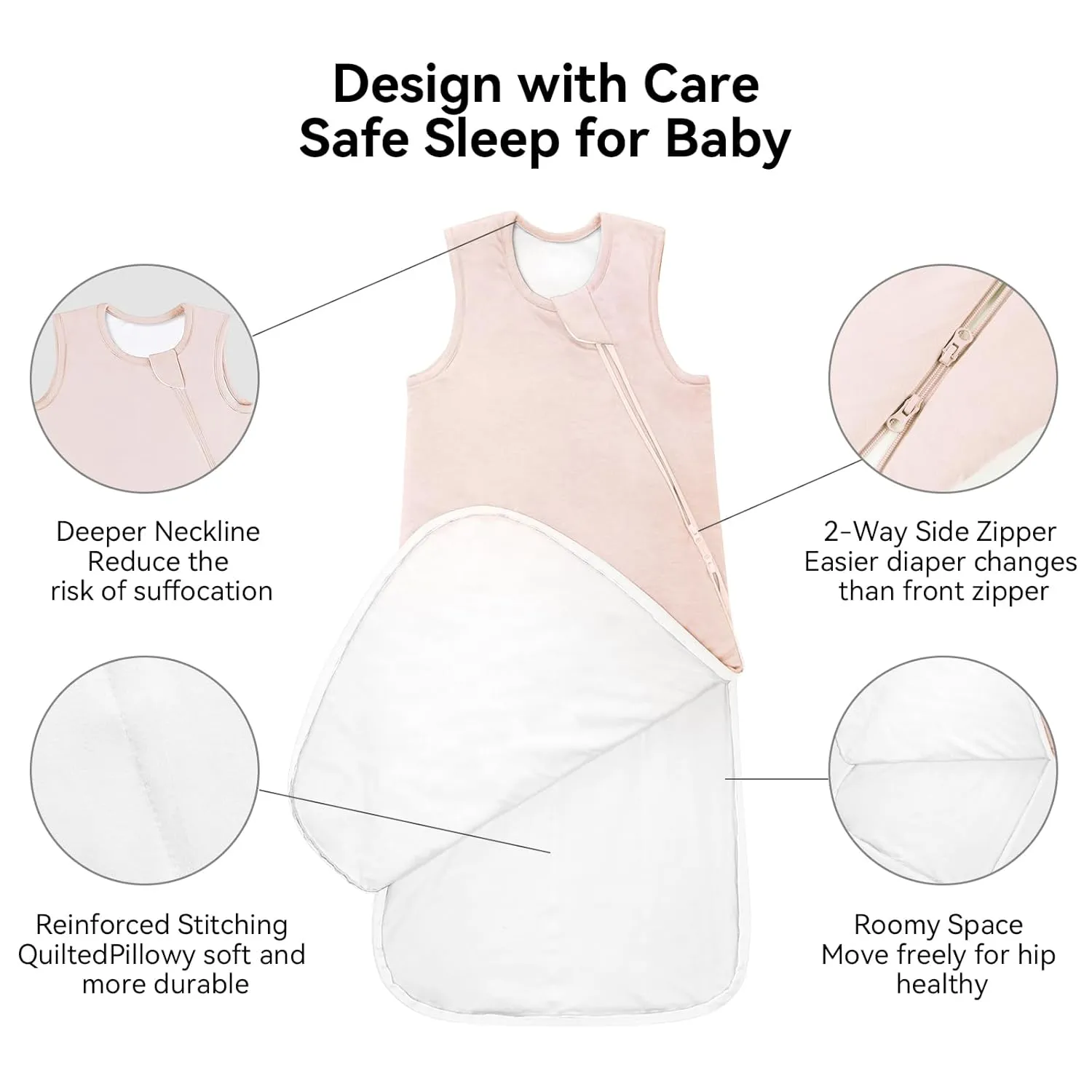 Rayon Made from Bamboo Sleep Sack 0-6 Months 1.0 Tog Ultra Soft Baby Wearable Blanket 0-3 Months Sleeping Sack 3-6 Months for Infant Newborn Babies Unisex Girl Boy 2-Way Zipper Breathable Lightweight
