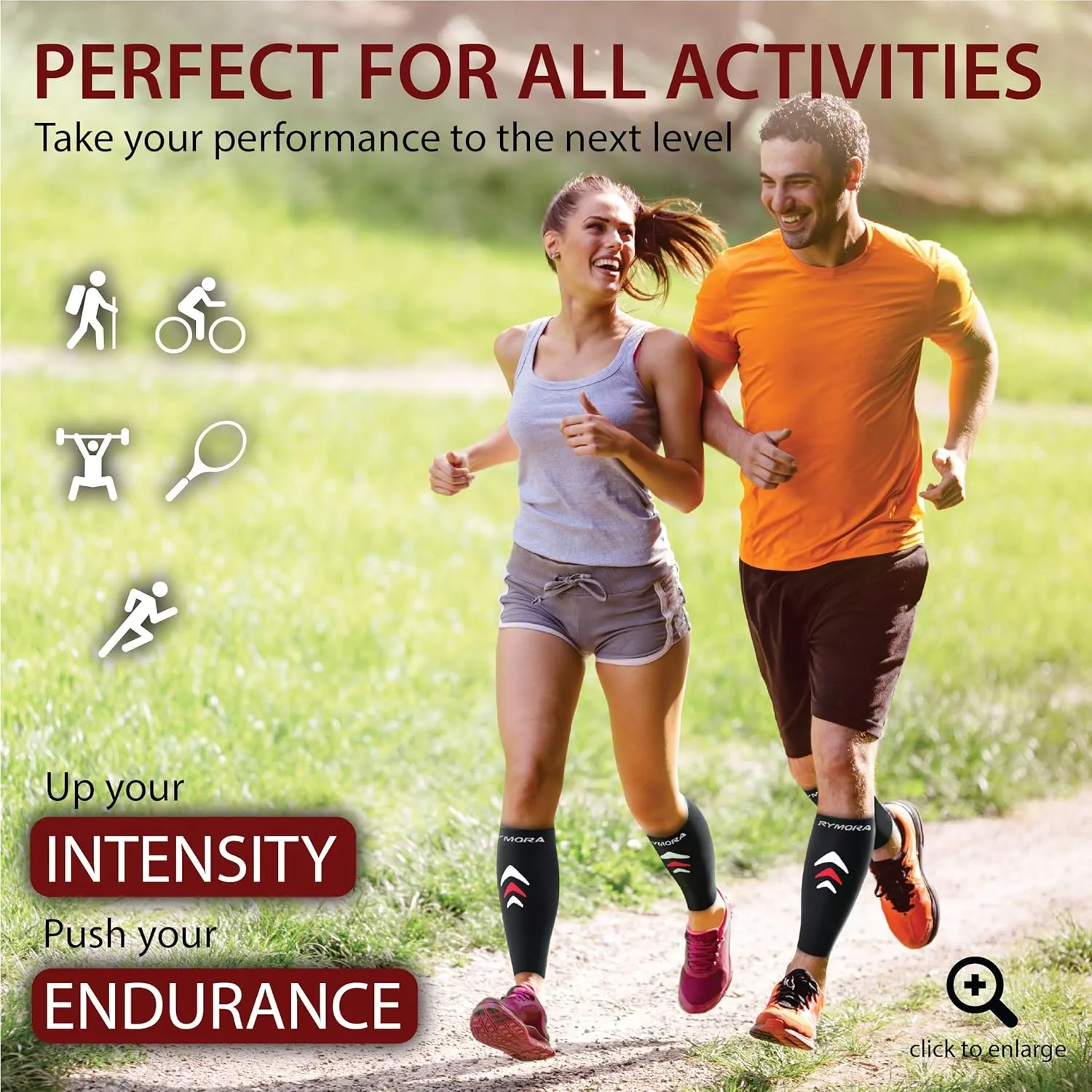Rymora Calf Compression Sleeves Men Women - Leg Compression Sleeve Footless Socks - Shin Splint Relief Fitness Running