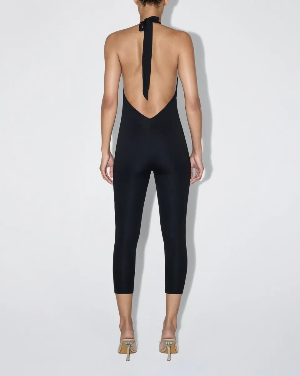 Smooth Stretch Capri Catsuit | Black