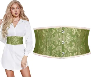 SUOSDEY Jacquard Corset Belt for Women Underbust Boned Lace Up Bustier Waspie Belt Renaissance Steampunk Pirate Corset