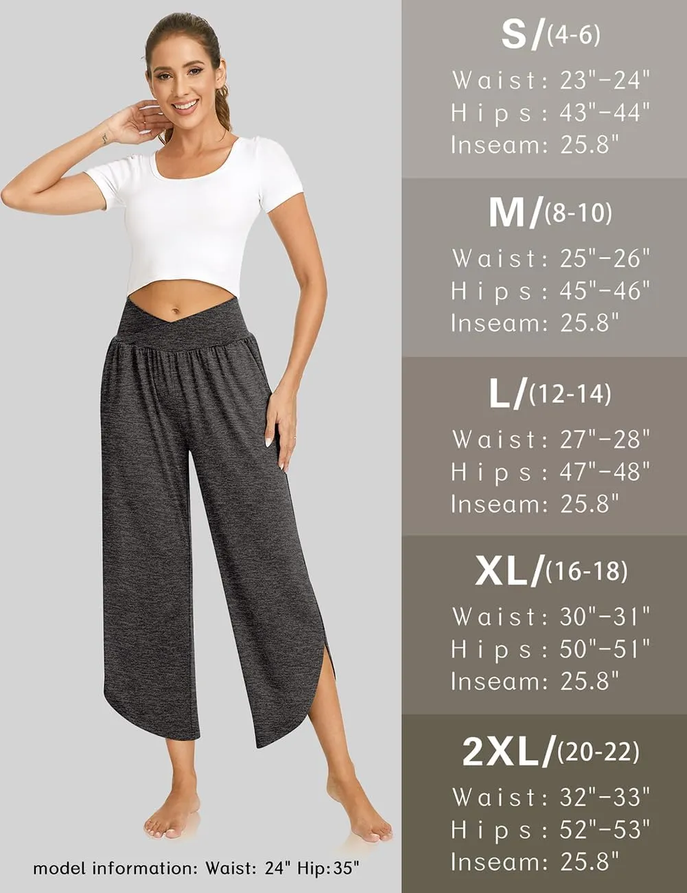 TARSE Wide Leg Pants for Women Cross High Waisted Yoga Pants Casual Lounge Joggers Loose fit Pajama Bottoms with Pockets