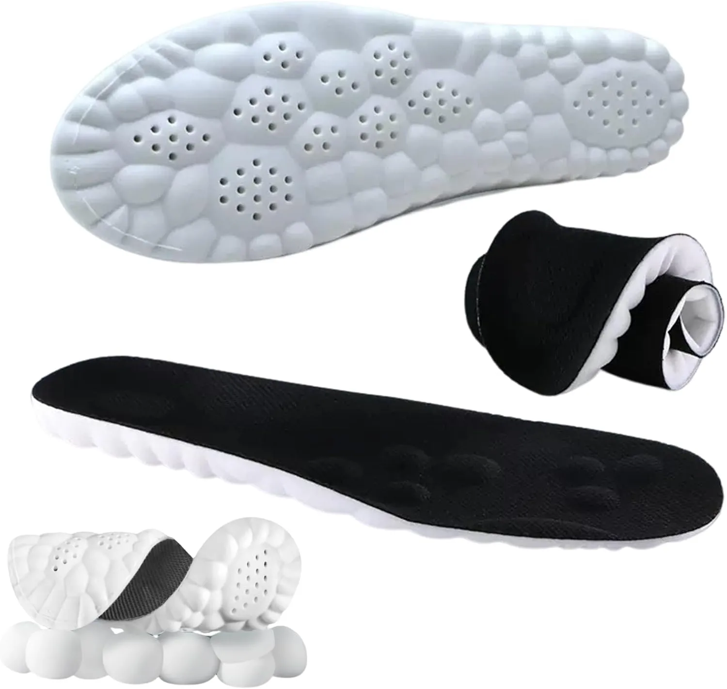 Ultra Comfort Cloud 4D Insoles - Revolutionary Orthopedic Plantar Fasciitis Inserts - Shock Absorption Arch Support (Men 5-6/Women 6-7, 1Pair Black)