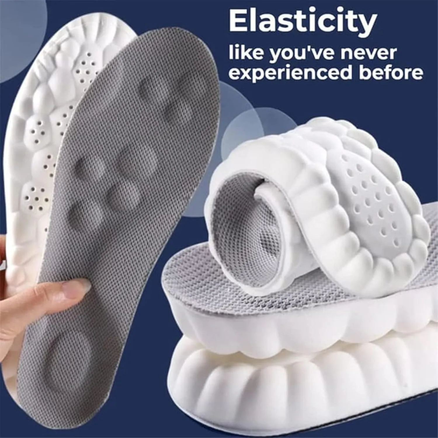 Ultra Comfort Cloud 4D Insoles - Revolutionary Orthopedic Plantar Fasciitis Inserts - Shock Absorption Arch Support (Men 5-6/Women 6-7, 1Pair Black)