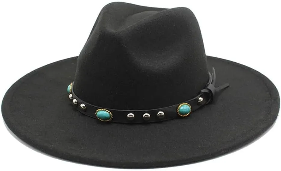 Unisex Wide Brim Fedoras Hats Men Winter Fashion Felted Jazz Hat Women Vintage Church Party Dress Cap