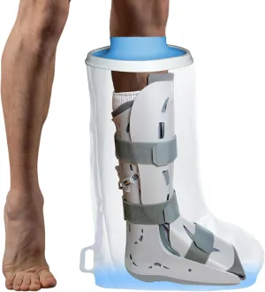 Watertight Extra Wide Leg Cast Protector for Shower, XL Waterproof Lower Leg Shower Boot Cover with Non-Slip Padding Bottom for Plus Size Cast,Broken Leg, Foot, Ankle Wound and Burns