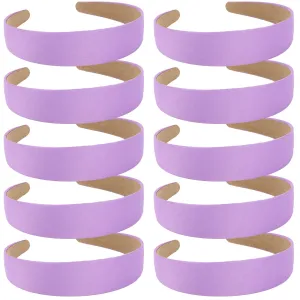 Wecoe Hairband, 10 Pack Light Purple Satin Headbands 1.3 Inch Wide, Non Slip Fashion Hair Bands for Women and Girls, DIY Holiday Hair Accessories, Diademas Coreanas Para Mujer